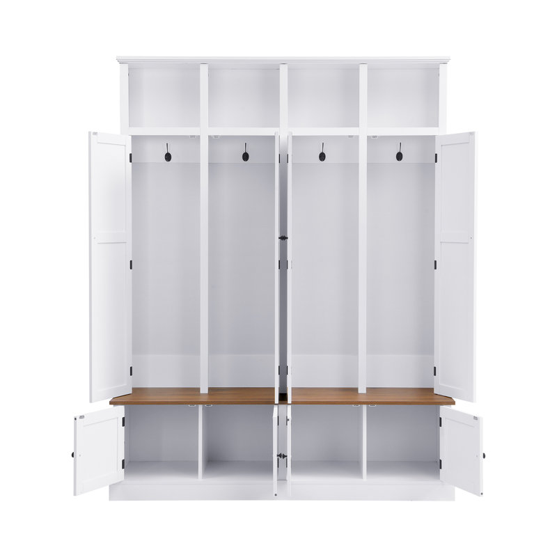 Arbre d'entrée 76,7 po avec banc et armoire Farmhouse, White