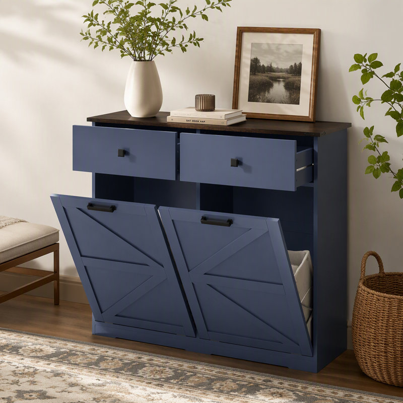 Armoire poubelle double inclinable Farmhouse Blue