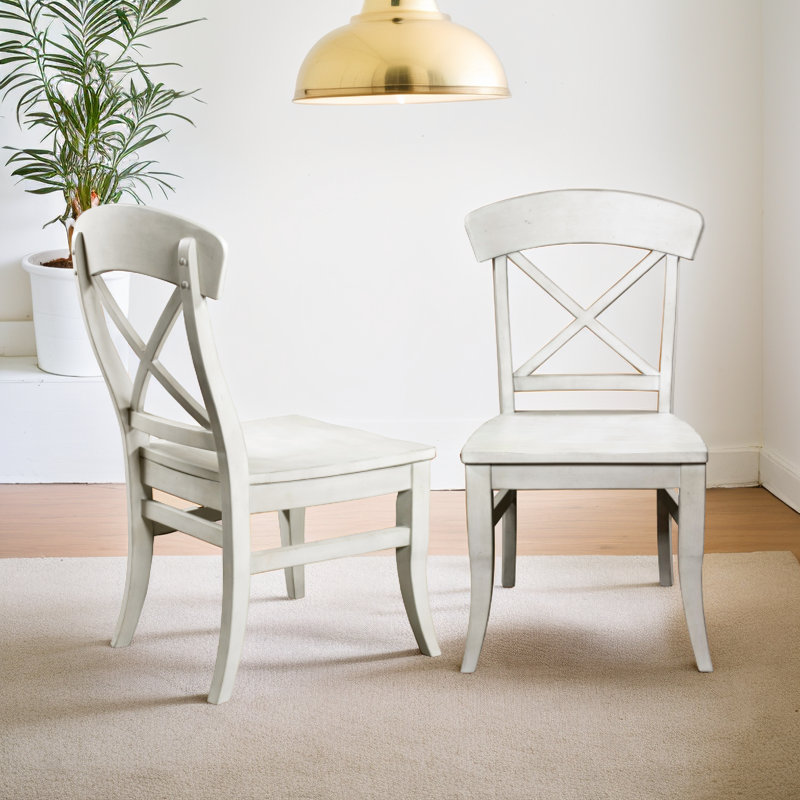 Cayci Harola 2 pcs Wood Dining Chair with Cross Back