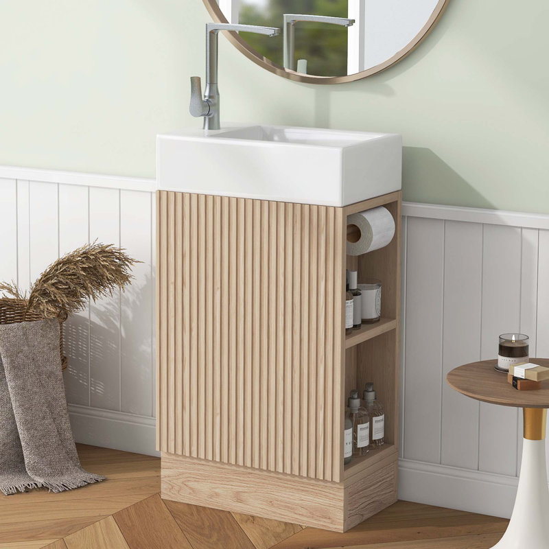 Meuble-lavabo 18,6 po avec lavabo, Naturel