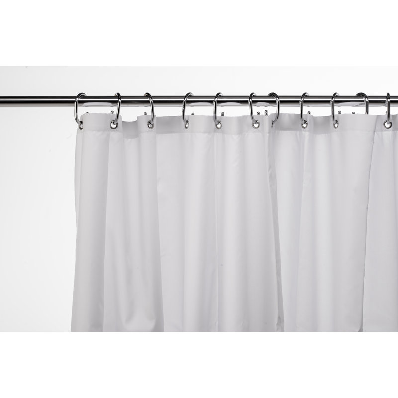 Plain Polyester Shower Curtain, White
