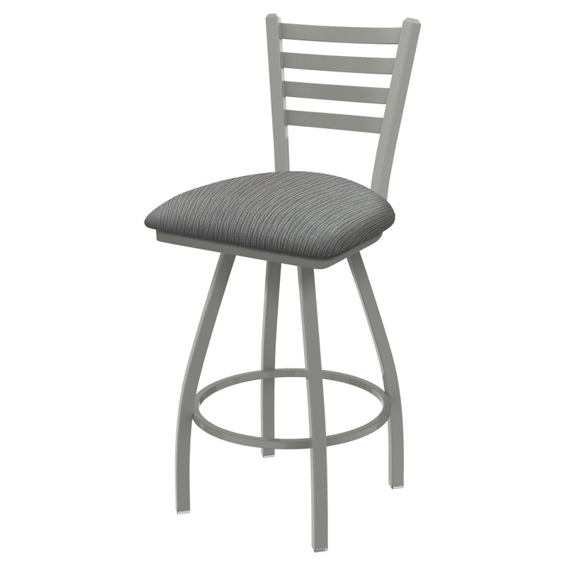 Tabouret de bar pivotant de 36" Evers, Nickel anodisé, Tissu - alpin graphique, Extra Tall (36” Seat Height)