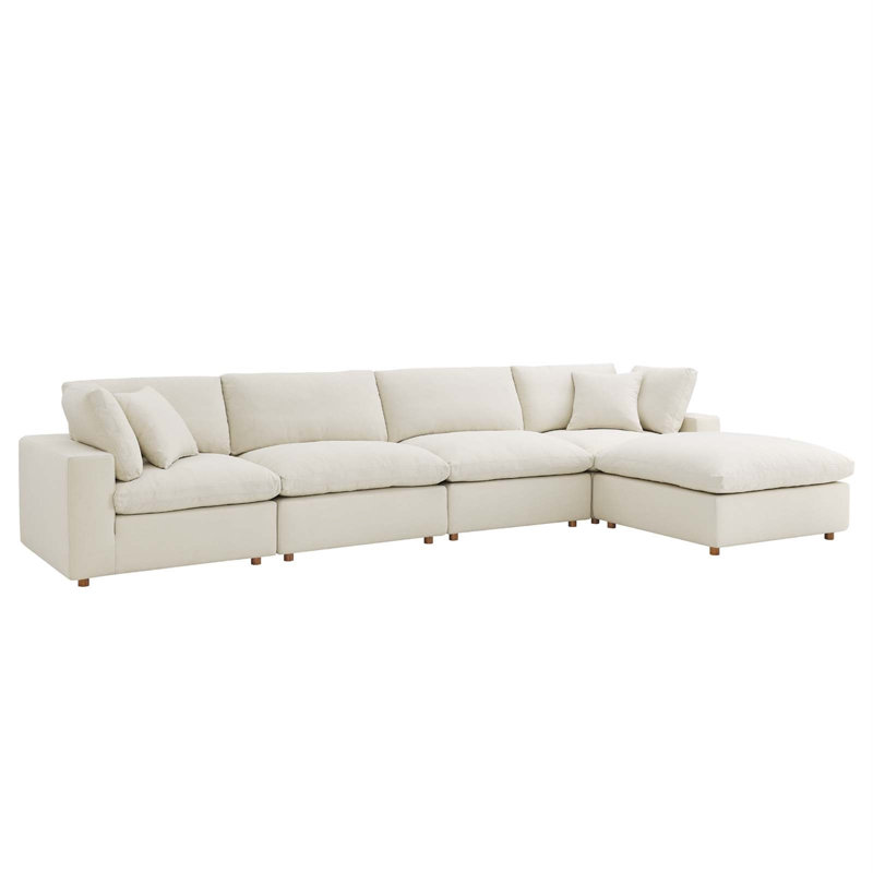 Ensemble de canapé modulaire rembourré et rembourré Commix, 5 pièces avec Chase par Modway, Beige clair