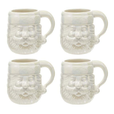 Stoneware Santa Head Shaped Mug Pearlized Finish