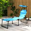Chaise de détente bleue d'extérieur - Chaise pliante réglable avec parasol et coussin pour diverses activités Toit, plage, camping, randonnée