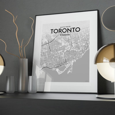 Toronto City Map In Tones - No Frame Print