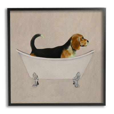 «Beagle In Tub Bathroom Pet on Wood» par Coco De Paris, peinture