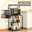 4-Tier Rustic Brown Baker's Rack with Storage, Freestanding Microwave Stand with 4 Hooks, Space-Saving Kitchen Storage Unit for Spices, Pots and Pans