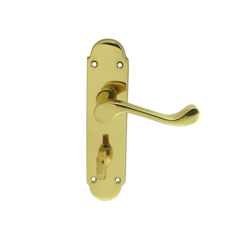 Oakley Bathroom Door Handle, Polished Brass