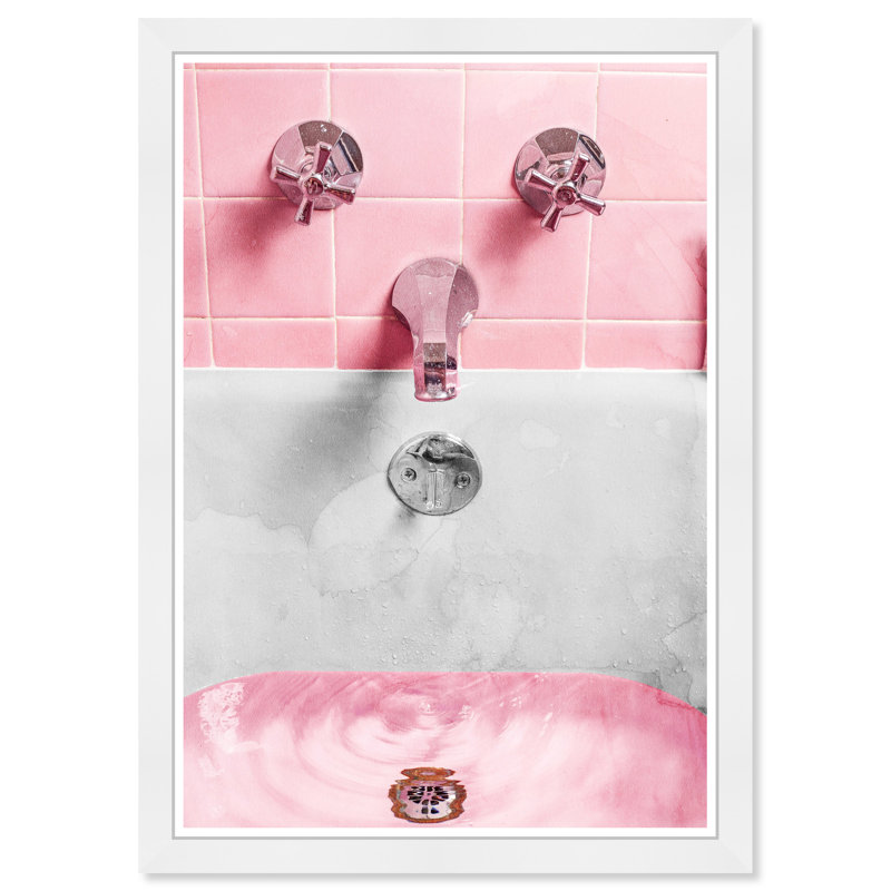 «Bath and Laundry», impression sur papier rose moderne