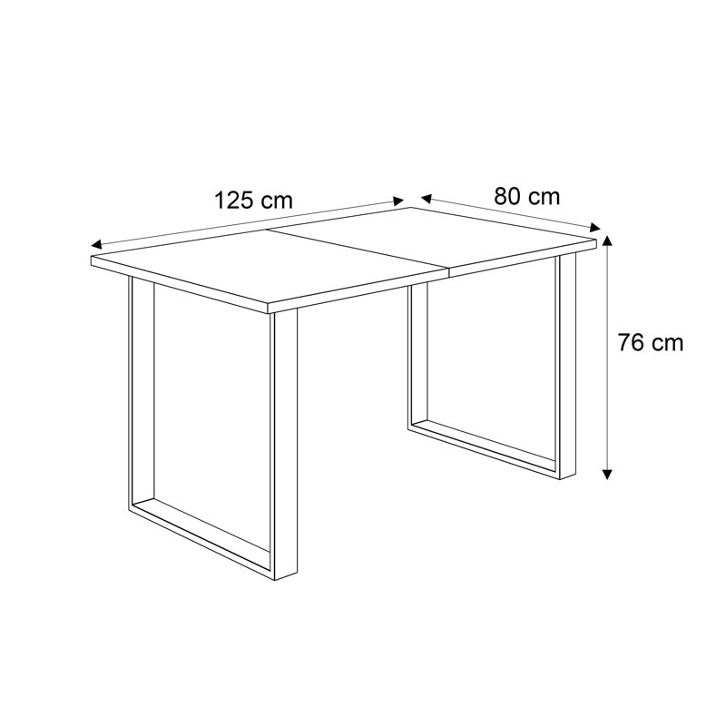 Sibyll Dining Table, 76cm H x 125cm L x 80cm W, Artisan Oak