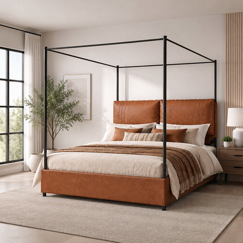 Upholstered Vegan Leather Bed