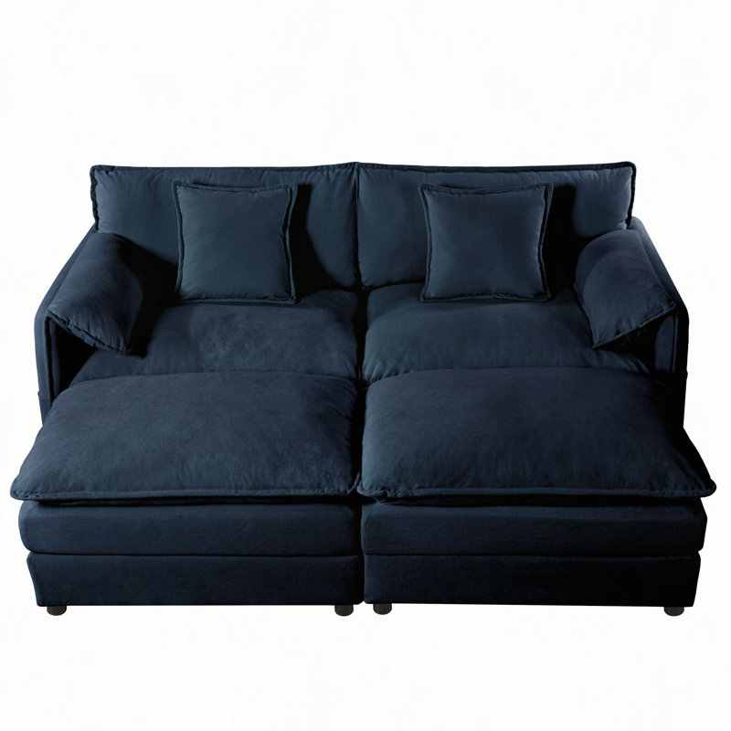 Canapé modulaire à assise profonde avec 2 repose-pieds et coussins moelleux, canapé modulaire pour causeuse pour salon, appartement, bricolage