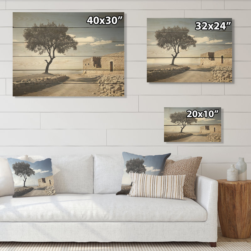 Arbre sur la route de la solitude, art mural sur bois de pin naturel, H 10 po x l 20 po