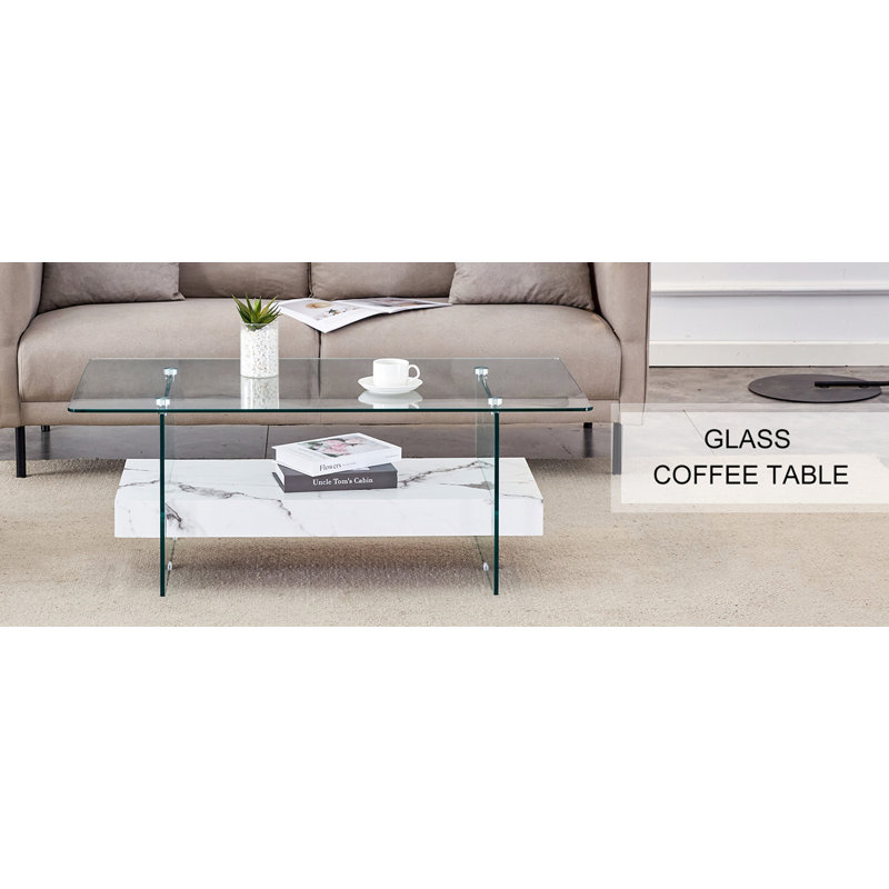 Table basse 40,3 po 2 couches, Blanc