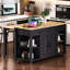 Îlot de cuisine de 47 pouces avec table de salle à manger, rangement interne et prise de courant pour les cuisines modernes-1846060344