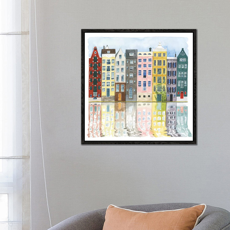 Neighborhood II by Grace Popp - Gallery-Wrapped Canvas Giclée on Canvas, Black Floater Framed, 66.04 cm H x 66.04 cm W