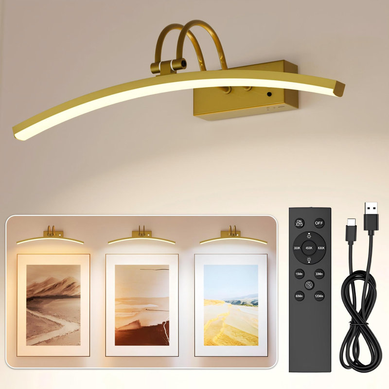 16'' Dimmable Wall Mount Picture Light, Gold