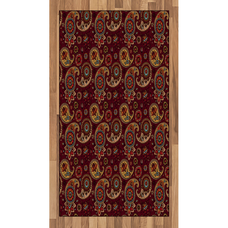 Paisley High Density Long Fiber Poly Threads Decorative Area Rug Carpet, Rectangle 2'7" x 5'