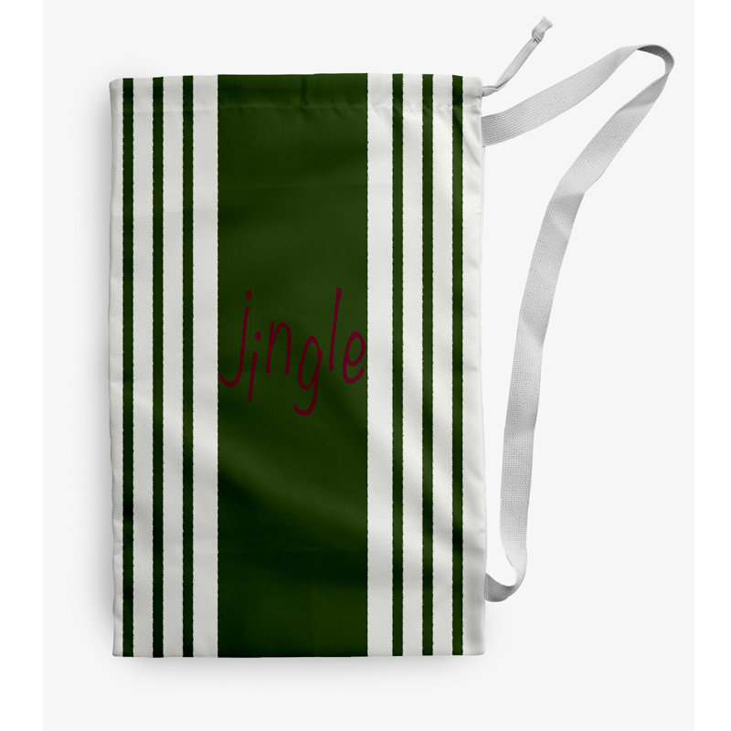 Fabric Laundry Bag with Handles, Small (29" H x 18" W), Dark Red/Green