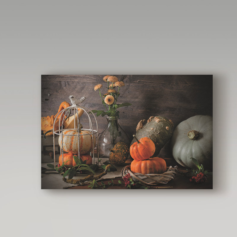 « citrouille family », reproduction de photo sur toile tendue, H 30 po x l 47 po