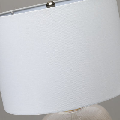 23in. 3-way White Ceramic Table Lamp With Drum Shade