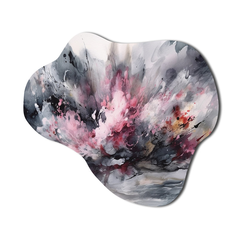 «Evolving In Pink Grey», impression murale de sculpture géométrique abstraite en métal, H 25 po x l 28 po x P 1 po