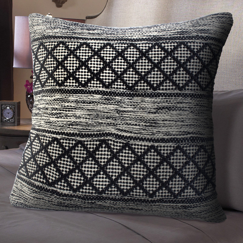Gray and Black Geometric Diamond 20" Square Pillow