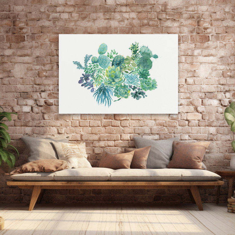 Paysage, nature, plantes, fleurs, cactus vert II, art mural, H 40 po x l 60 po