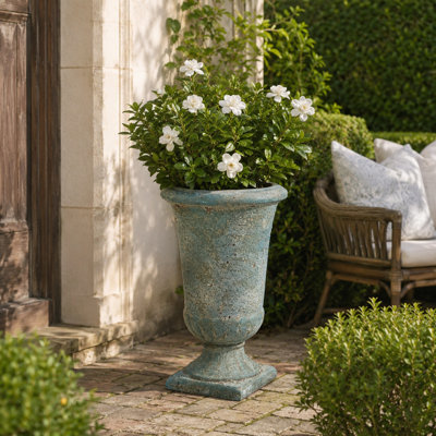 14 in. Tall Urn - Aqua Verde
