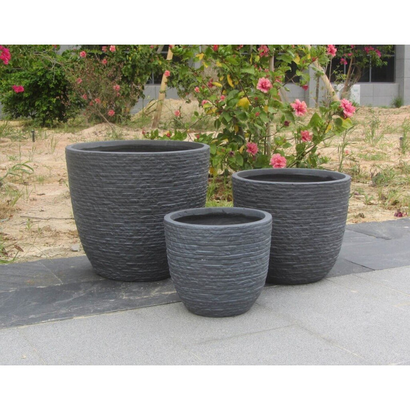 Abas Clay Fiber Floor Vase, Dark Grey