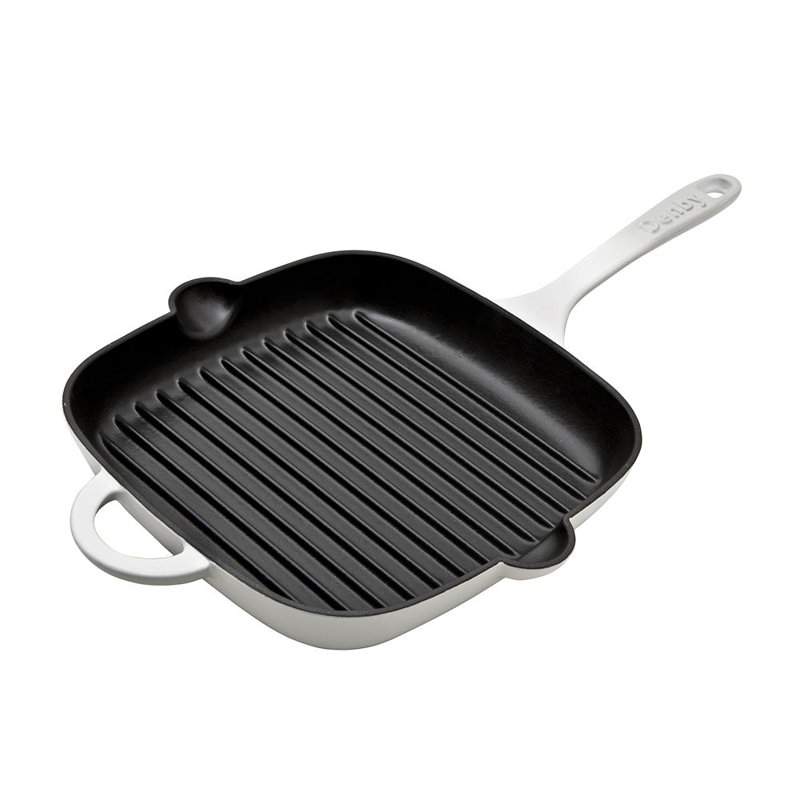 Poêle gril antiadhésive en fonte 10 po Denby, Toile naturelle / Crème