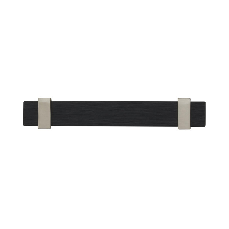 Poignée barre Overton, Noir mat brossé / nickel satiné, 3 3/4 po D'un centre à l'autre