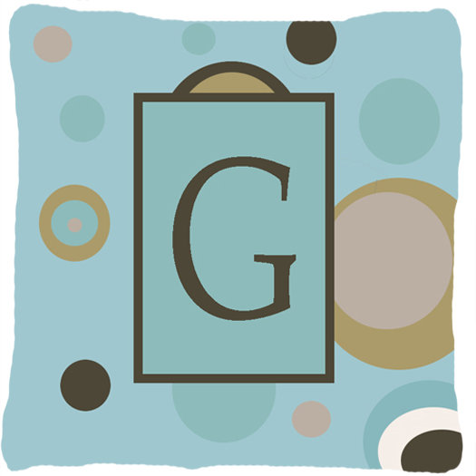 Monogramme initiale points bleus intérieur/extérieur Throw Pillow, G