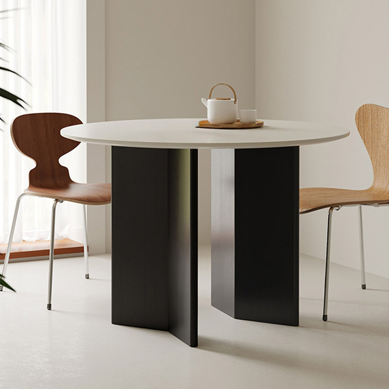 Table de salle à manger en bois massif noir et blanc, H 29,53 po x L 35,43 po x l 35,43 po