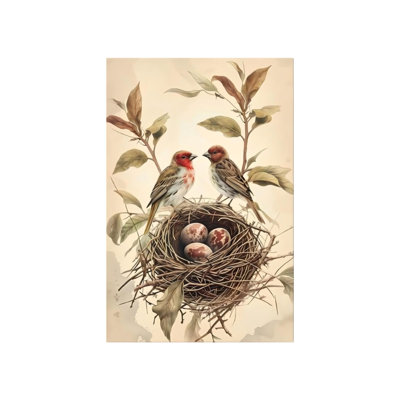 "Deux oiseaux sur une branche d'arbre", art mural 24 "x 36"
