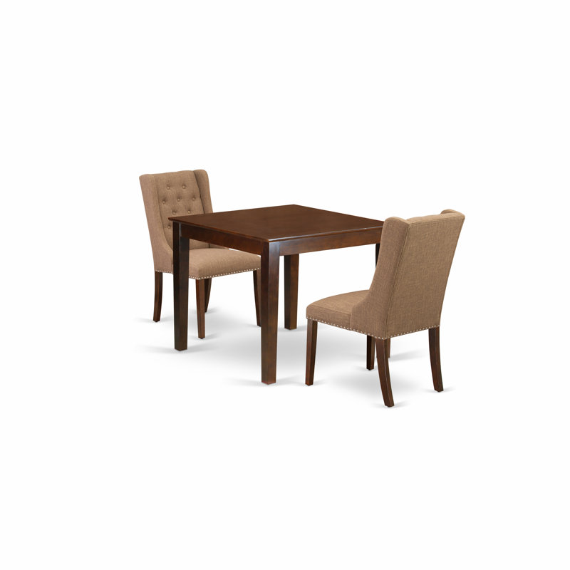 Gazaway Solid Wood Solid Wood Top Four Leg Dining Set, 3 Pieces: 1 Table, 2 Chair, Mahogany, Light Sable