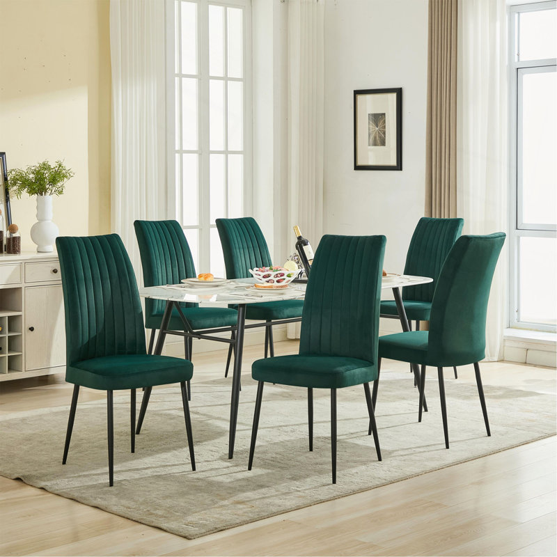 Ensemble de 2 chaises de salle à manger réglables en velours, Vert