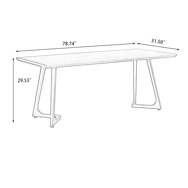 Brown Rectangular Solid Wood Dining Table, 29.53"H x 78.74"L x 31.5"W