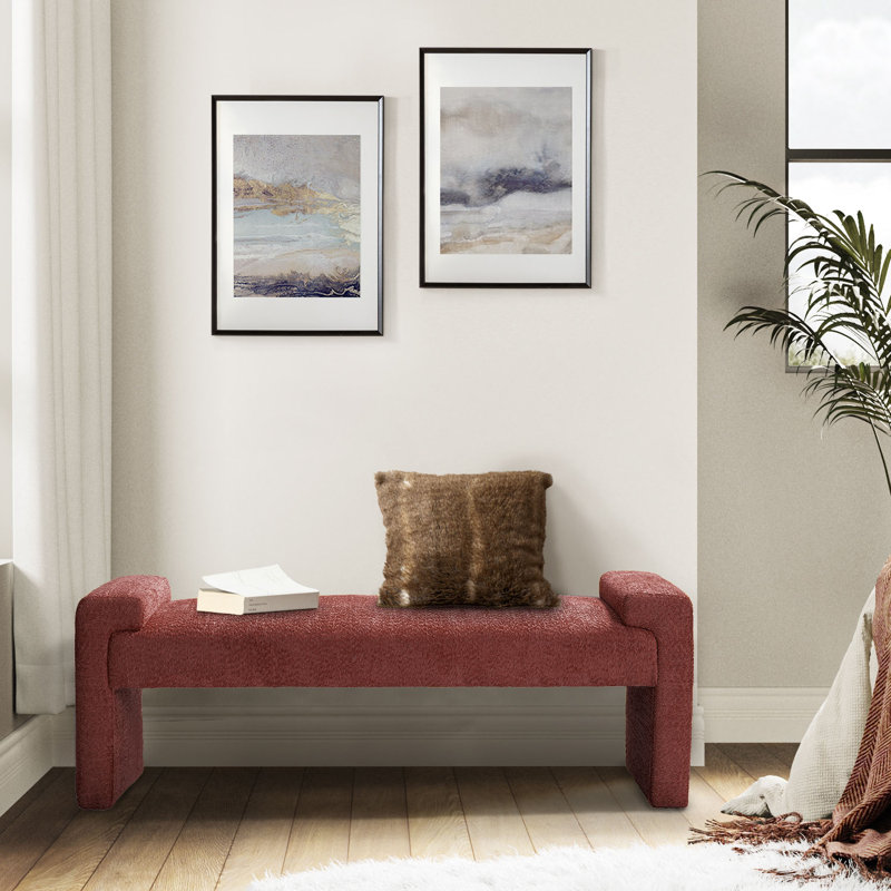 Arlesia 58.5'' W Modern Upholstered Accent Bench, Rosewood