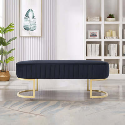 48"" Wide Shoe Storage Bench Velvet Upholstered Bench Tufted Bench for Entryway and Bedroom -  Everly Quinn, 254ECABD7D5E44B193BBB5286E8A74BD