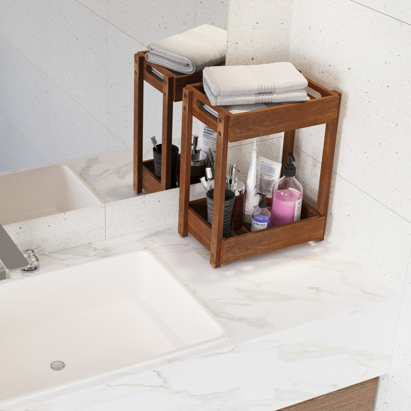 Serviteur de douche en bois d'acacia