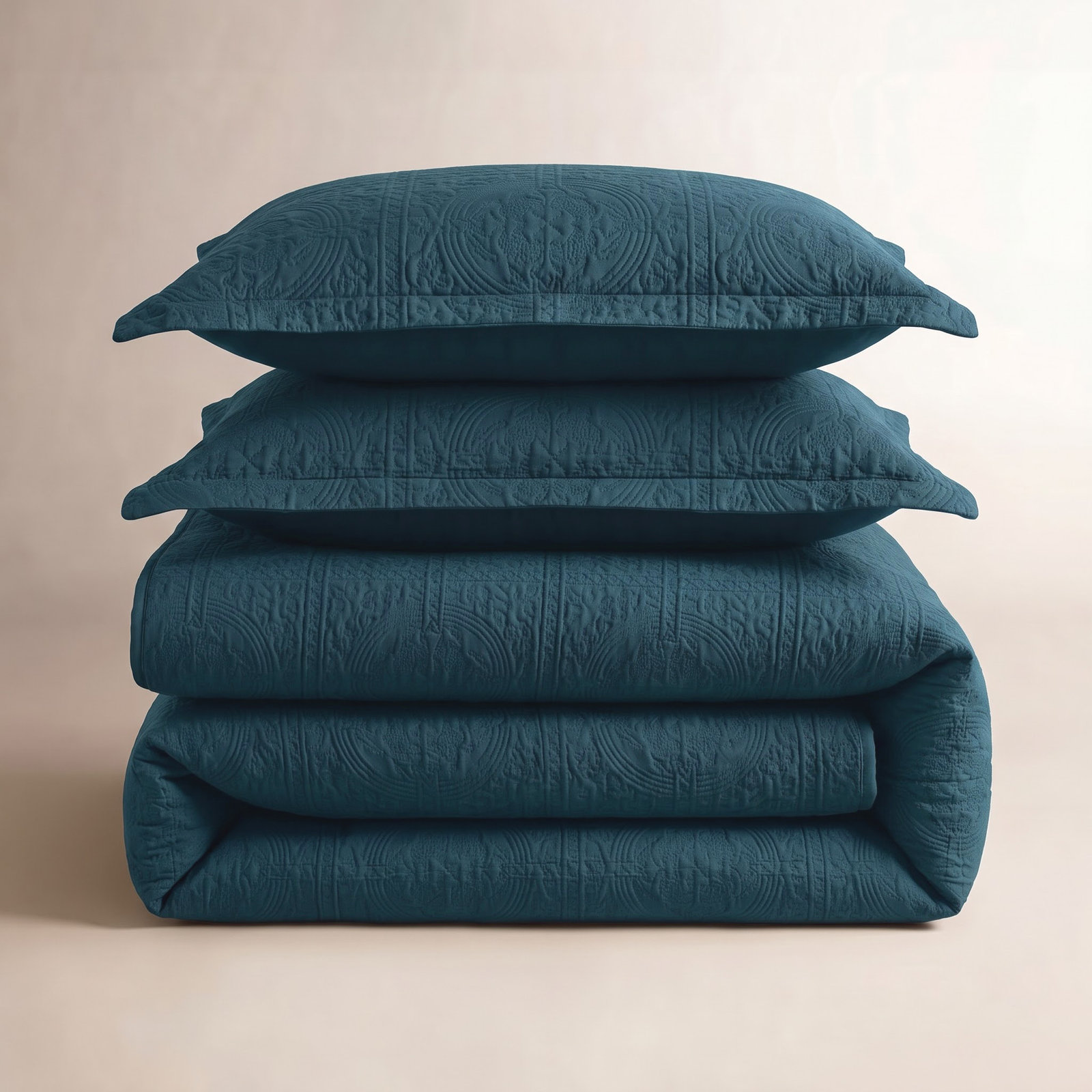 Swanton Cotton Coverlet Set, Deep Sea, Queen Coverlet + 2 Shams