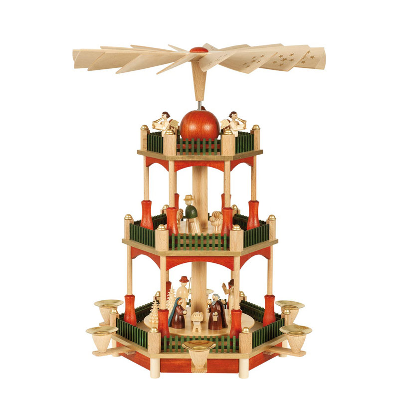Crèche 3 étages richard glaesser avec pyramide à finition tache richard