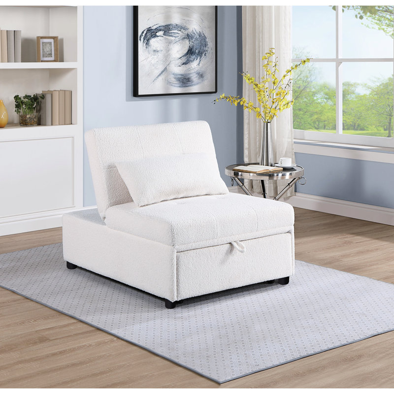 Blanc moderne avec lit escamotable et coussin décoratif de siège convertible en tissu