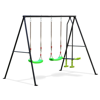Swing Sets For Backyard 550LBS 3 Seat, Swingset Outdoor For Kids, Swing Set With Glider, 2 Blet Swings