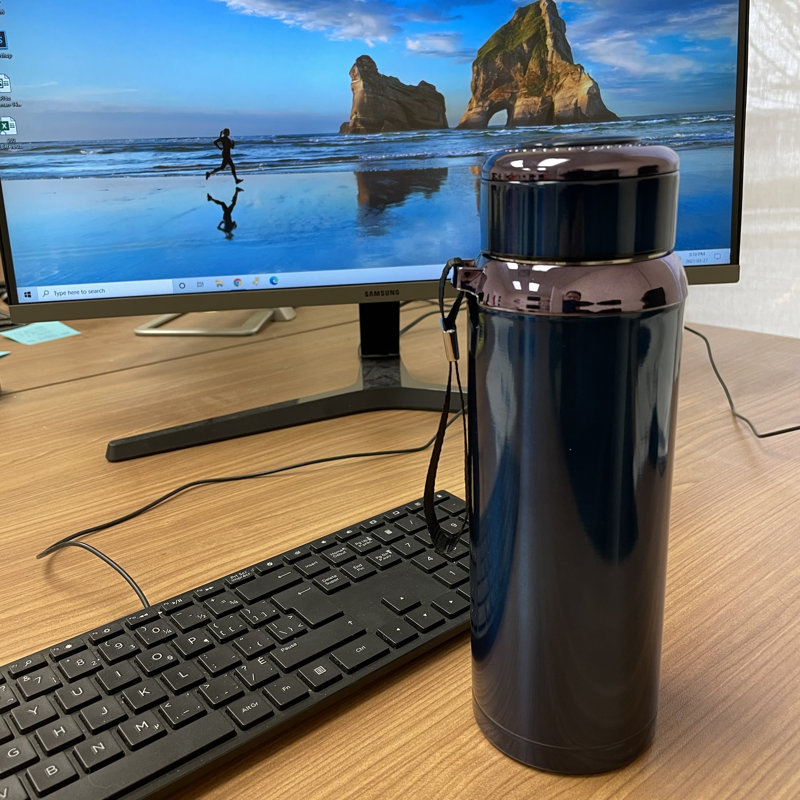 27 oz Bouteille d'eau en acier inoxydable à double paroi avec infuseur de thé, Bleu foncé