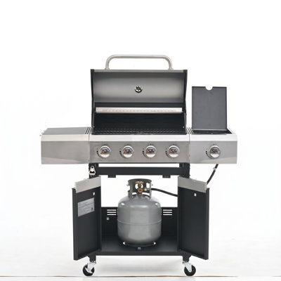 4-Burner Propane Gas Grill With 1 Side Burner For Outdoor BBQ,Camping.