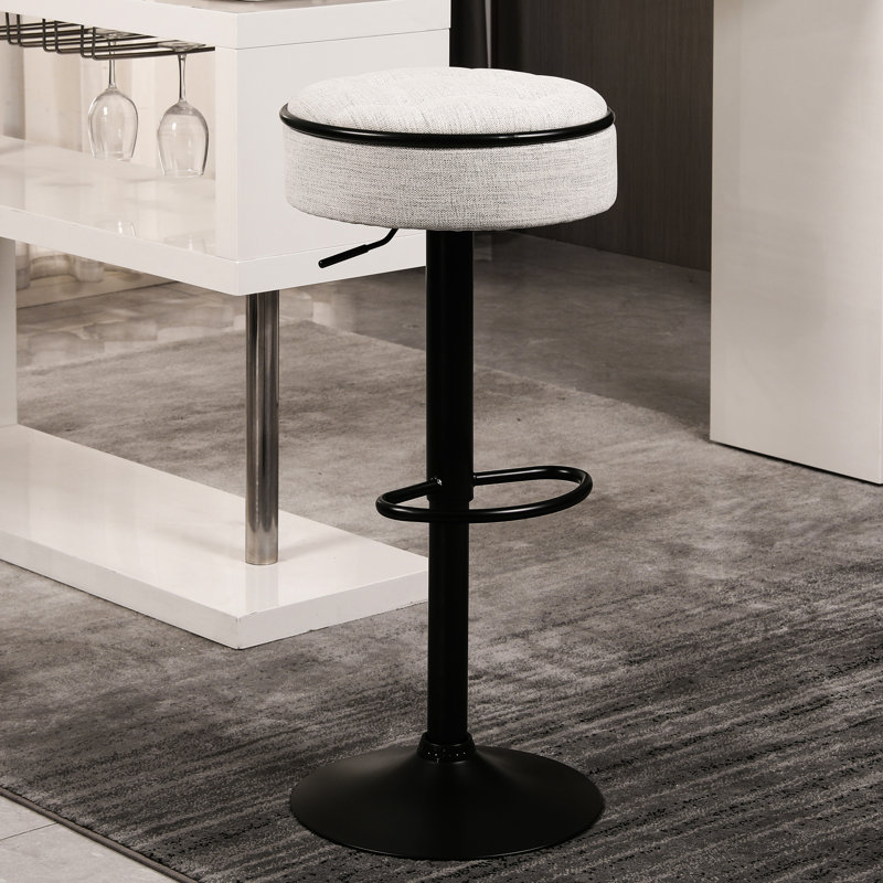 Tabourets de bar en lin (de 2), pivotant à 360 ° et réglable en hauteur pour la cuisine et l'espace de vie 2, fauteuil
