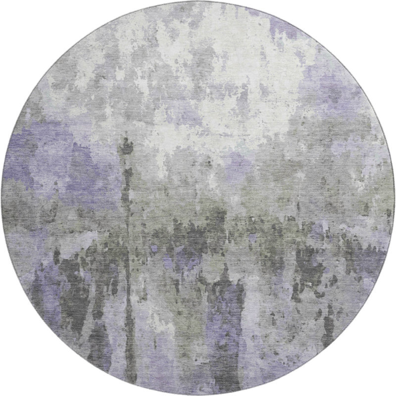 Premium Machine Washable Mayfield Abstract Rug, 8' Round, Lavender